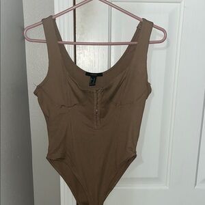 Forever 21 Taupe Ribbed Bodysuit